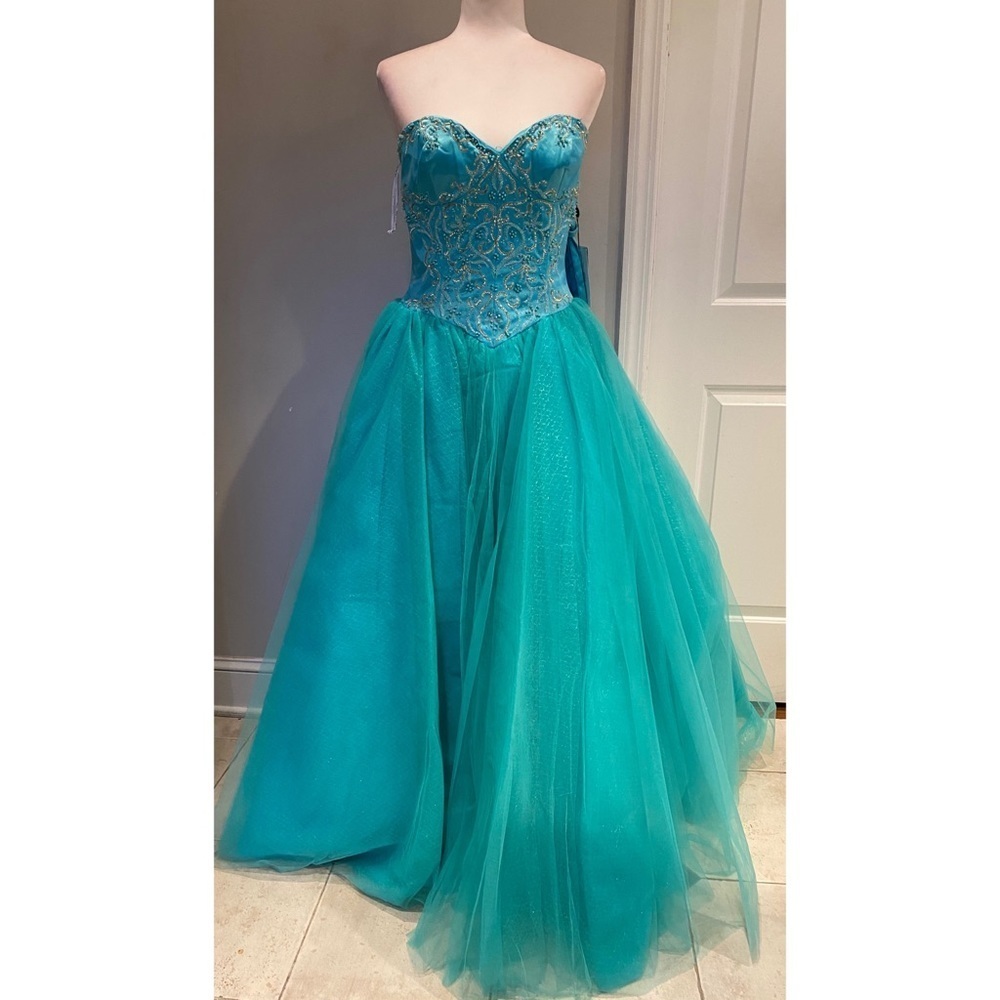 Jovani Ball Gown Turquoise/Gold